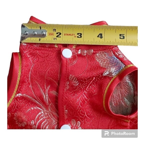 Chinese New Year Red Floral Dog Shirt With Gold Accents - Size Small - Picture 4 of 6